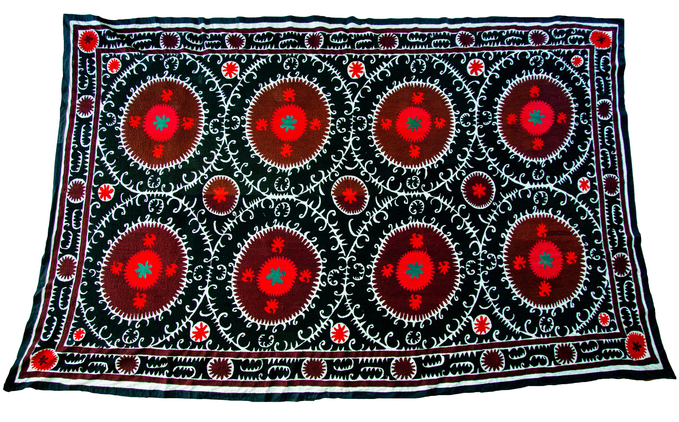 Eight medallions on a dark ground — gulkurpa, Samarkand