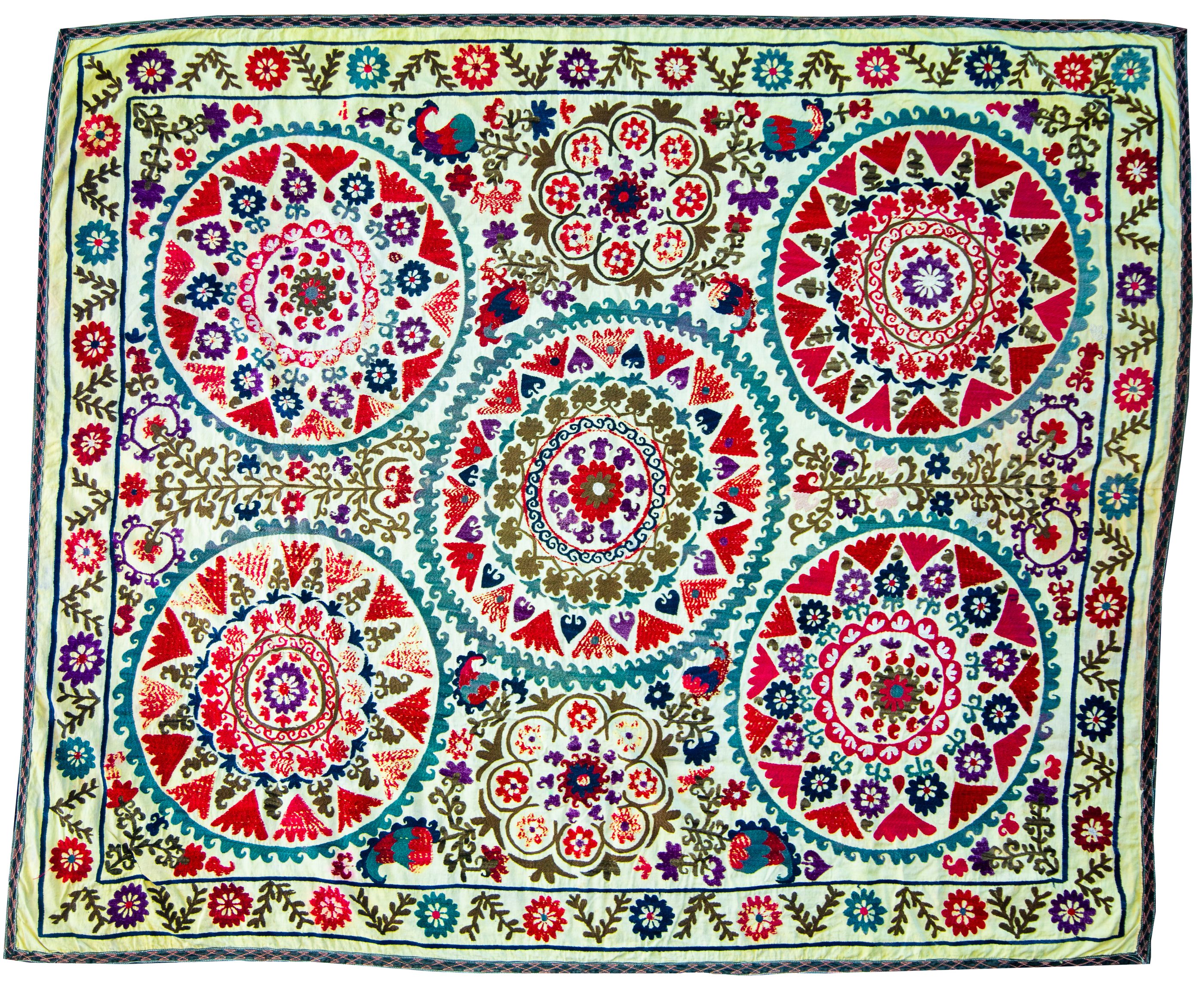 Four turquoise medallions — palak, Bukhoro